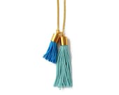 Mint and Turquoise Tassel Necklace