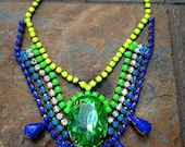 Vintage Deco Hand Painted Rhinestone Statement Necklace - CUSTOM
