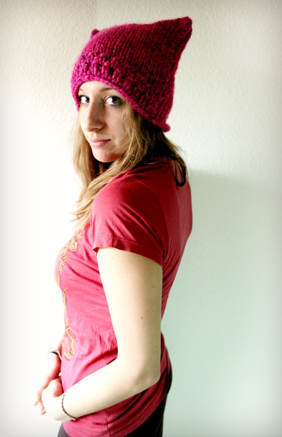 Hot Pink Rainbow Speckled Wild Kitty Hat