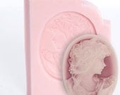 Cameo mold with  Victorian Lady - easy to use with polymer clays, resins, metal clays, food or any moldable material (507)
