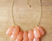 Peach Coral Teardrop Statement Necklace - Bib Necklace