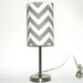 Small lamp and drum shade in silver / grey chevron print or any fabric choice pictured
