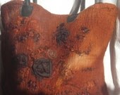 Large brown nuno felted tote bag