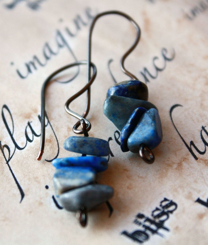 Blue Stone Chip Earrings