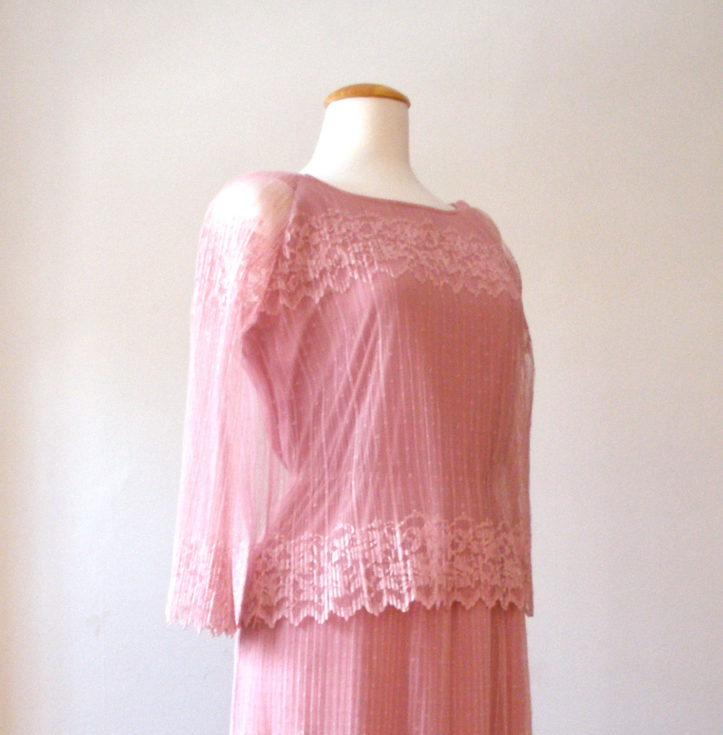 Lacey 70s Tiered Maxi Dress in Blush Pink - M/L