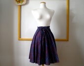 70s Geometric Diamond Print Full Circle Skirt in Purple - M/L