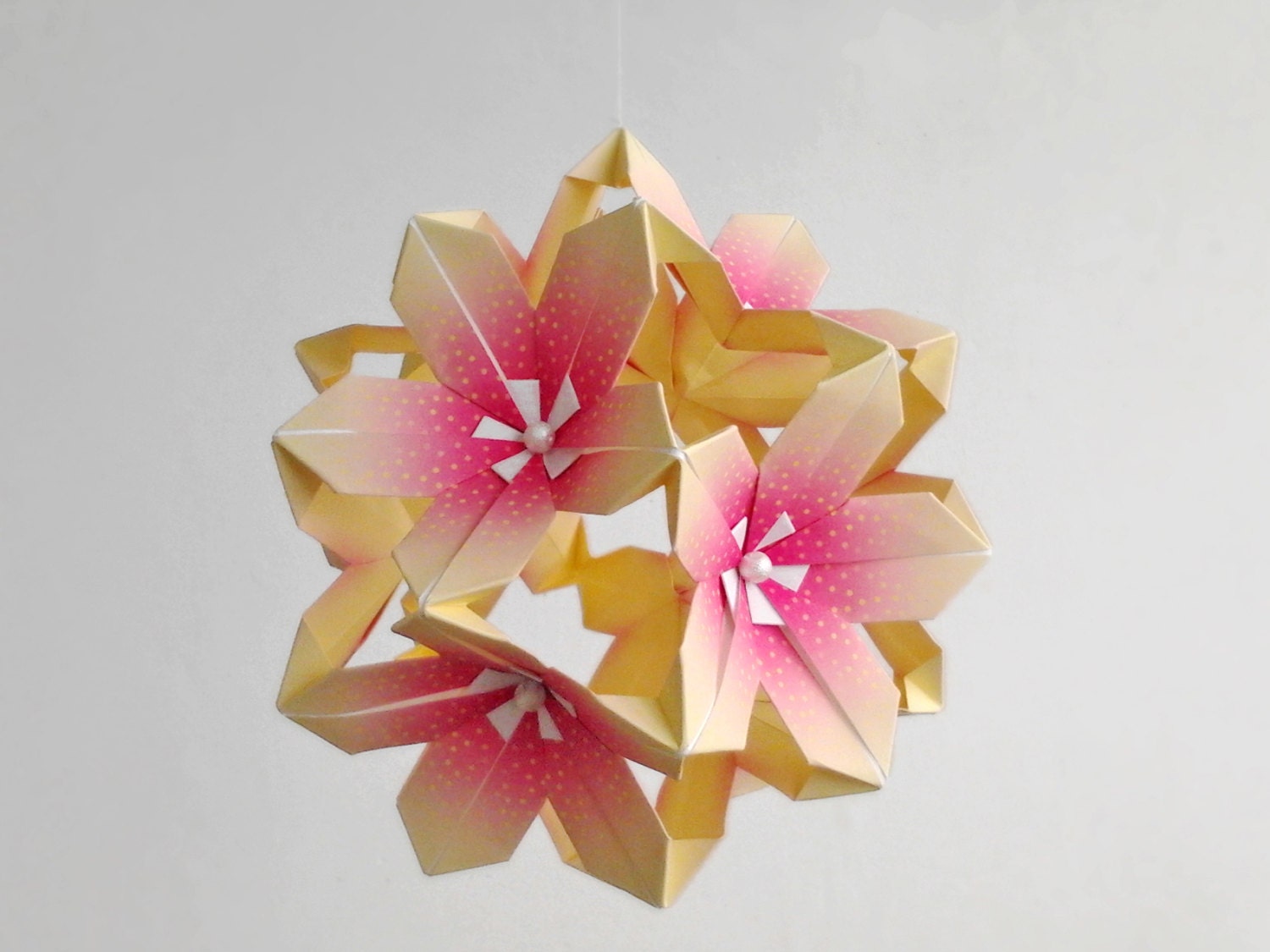 Origami paper ball. Wedding decoration. Flower Kusudama