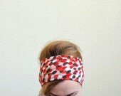 retro wide headband stretch jersey head band turband turban seventies 70s hippie vintage brown red large boho
