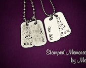 Her One, His Only Mini Dog Tag Set - Hand Stamped Couples Jewelry - Necklace Set with Initials and Anniversary - Gift for Couple, Newlyweds