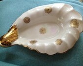 Bel-Terr China bon bon dish - Made in U.S.A., cream & gold toned unique piece of vintage china