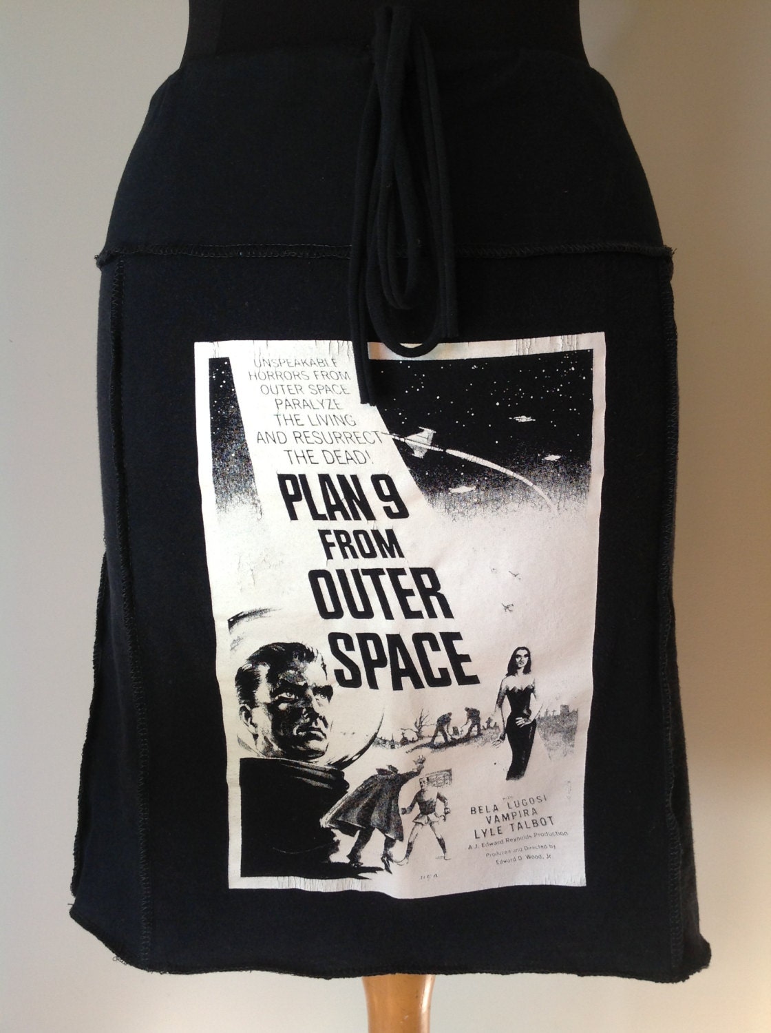 Plan 9 From Outer Space T Shirt Skirt / Recycled Cotton Tees / Horror / Bella Lugosi / Vampira / Drawstring / Gift for Her / T-Skirt