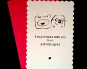 SALE SET OF 4  - Finn and Jake Friendship Friend Card / Adventure Time Fan Art.  Geek Boy, Nerd Girl. Comics.