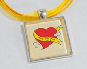 Mother's Day Pendant Necklace with Dog Mom Tattoo Design - Pet Lover Jewelry