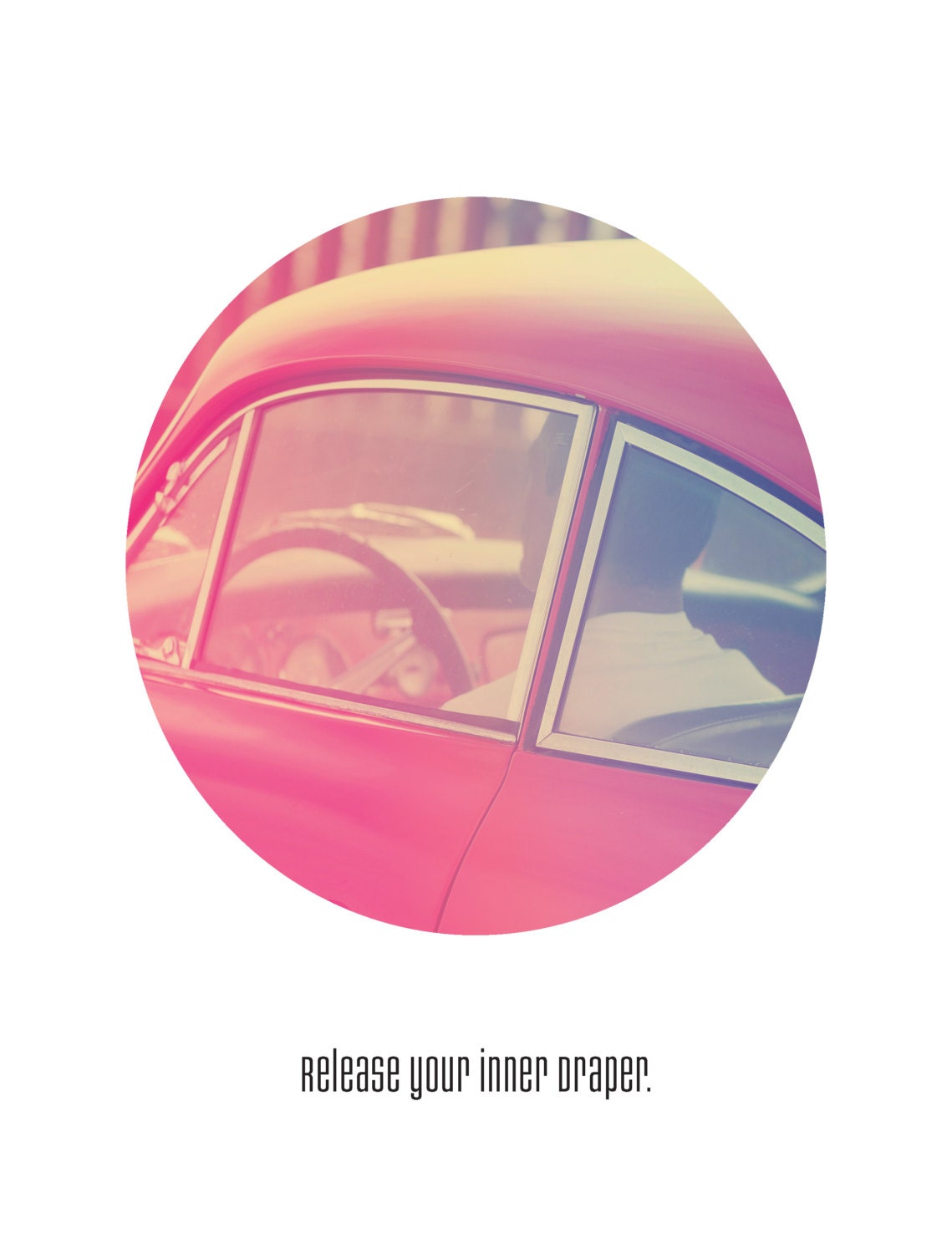 Madmen at the wheel, sunset, retro car photo