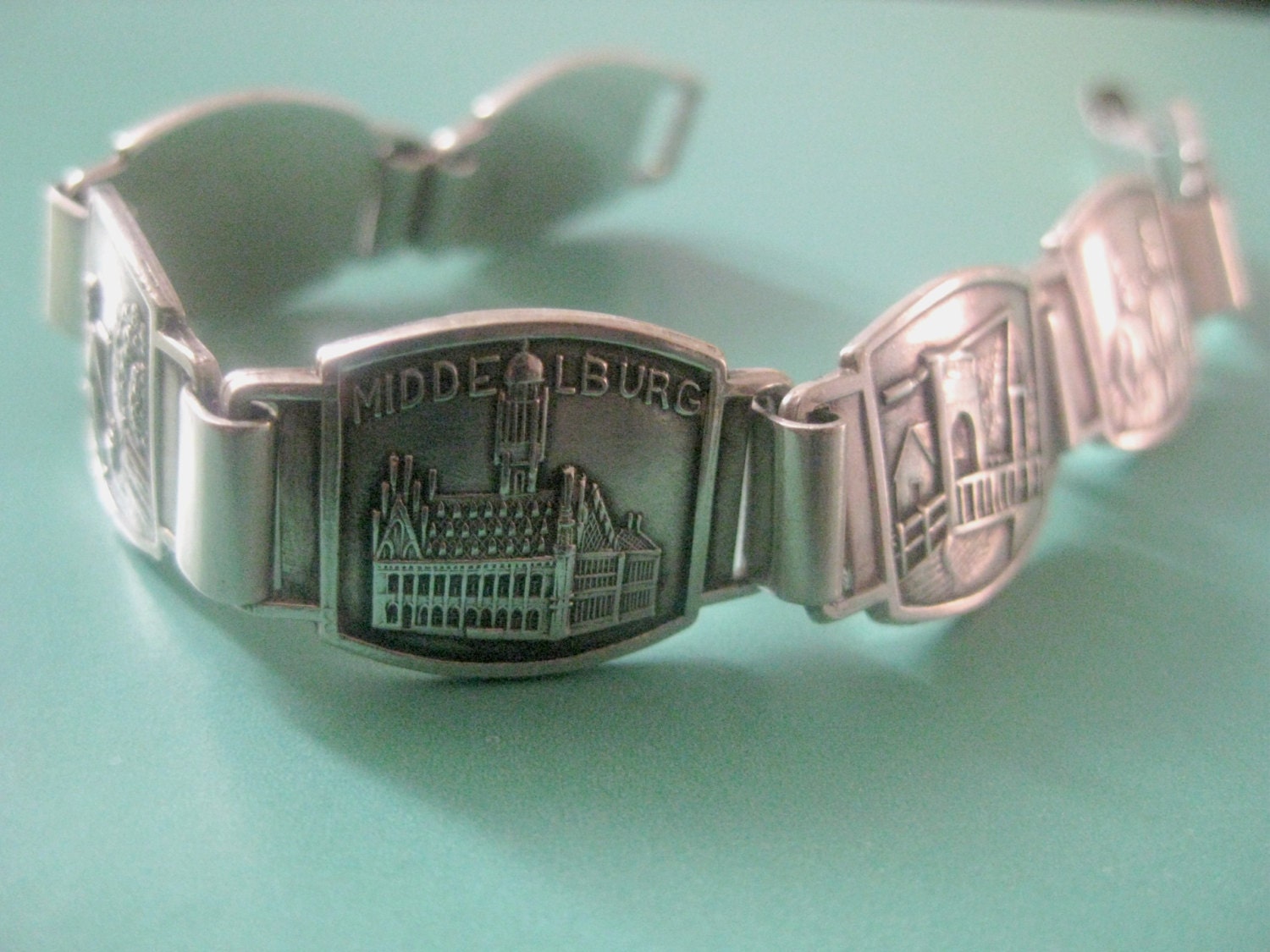 Vintage bracelet Silver, Souvenir Bracelet, Dutch Bracelet, friendship bracelet silver, dutch windmill, Middelburg Netherlands.