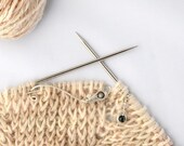 Silver Feather Knitting Tool Set With Larvikite Stones - Handmade in Sterling Silver