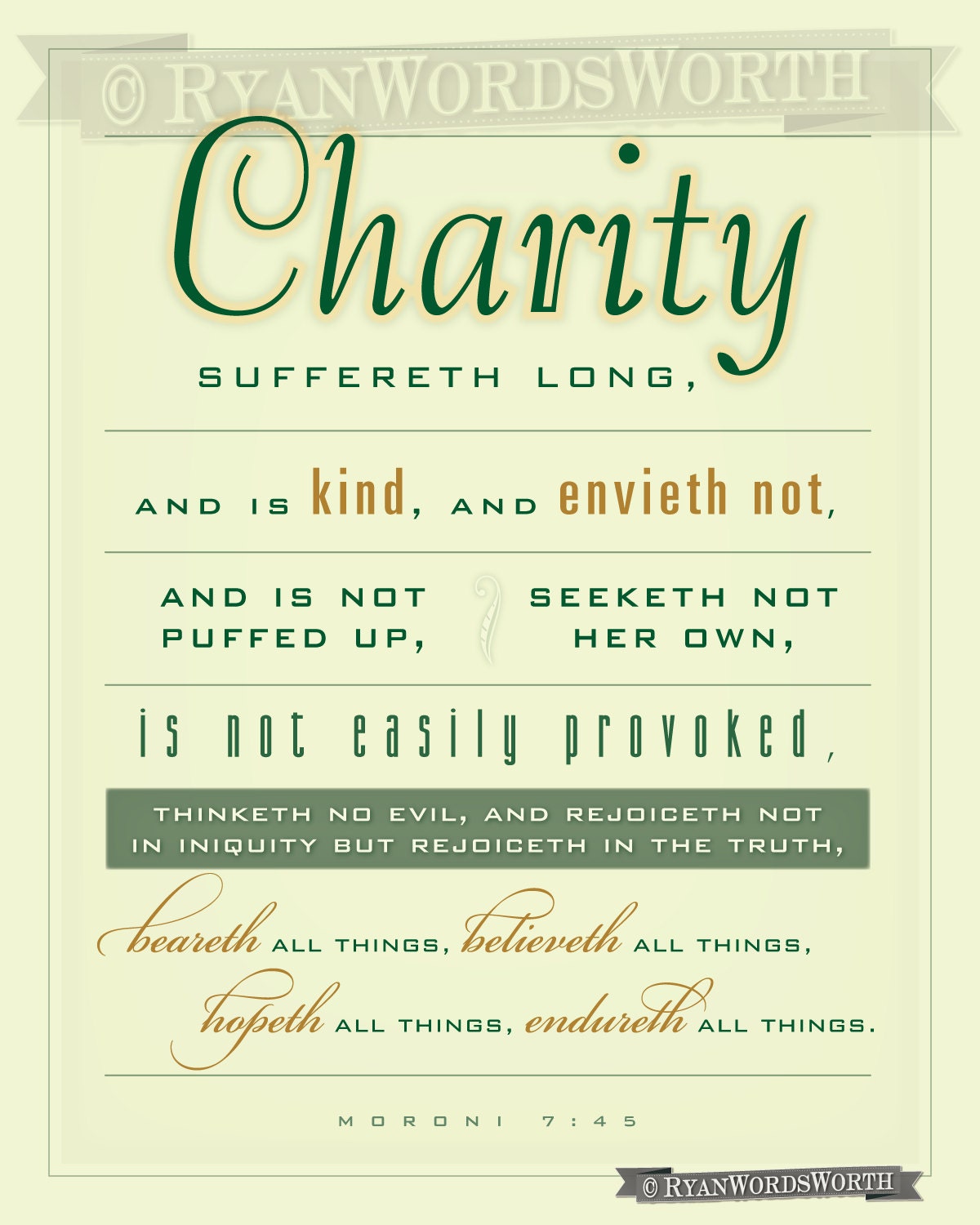 YOU PRINT IT. Latter-day Saint family quote. "Charity".