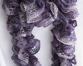 50 Shades Of Purple Ruffled Frilly Scarf With Metallic Trim