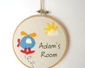 Custom Baby Name Sign, Boys personalized room sign,Boys name sign,Helicopter hoop art embroidery decor,boys room decor,nursery decor