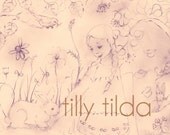 nursery art - illustration - drawing - rabbit - pencil drawing - art print  - elsa beskow inspired - tasha tudor inspired
