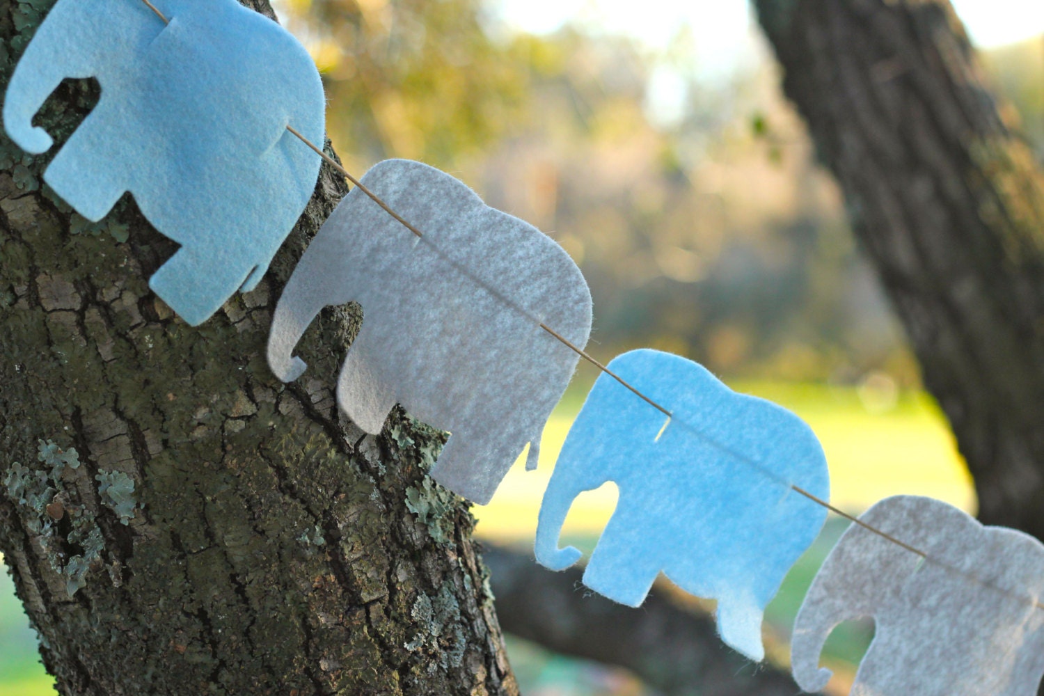 Baby Blue and Gray Elephant Felt Garland
