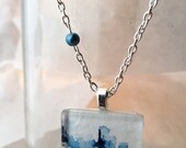 Abstract Indigo - Wearable Artwork Necklace - Original Watercolor Painting - One of a Kind