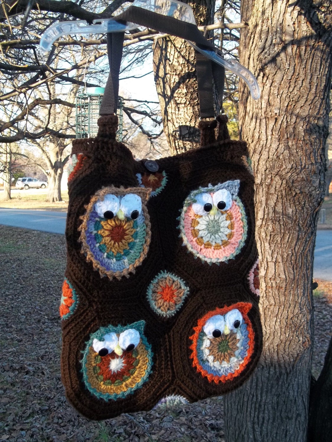 Hand Crocheted Owl Tote Bag/Purse