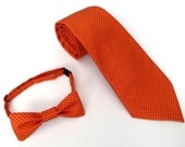36 Matching Father Neck Tie, Son Bow Tie for Boy, Toddler, Child, Youth, & Baby, Easter, Christmas, Orange Photo Prop (Adjustable Neck Band)