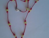 Boho Necklace Hand Knitted with beads and natural silk cotton thread, Original Design and Handmade by JannasCraft at Etsy.
