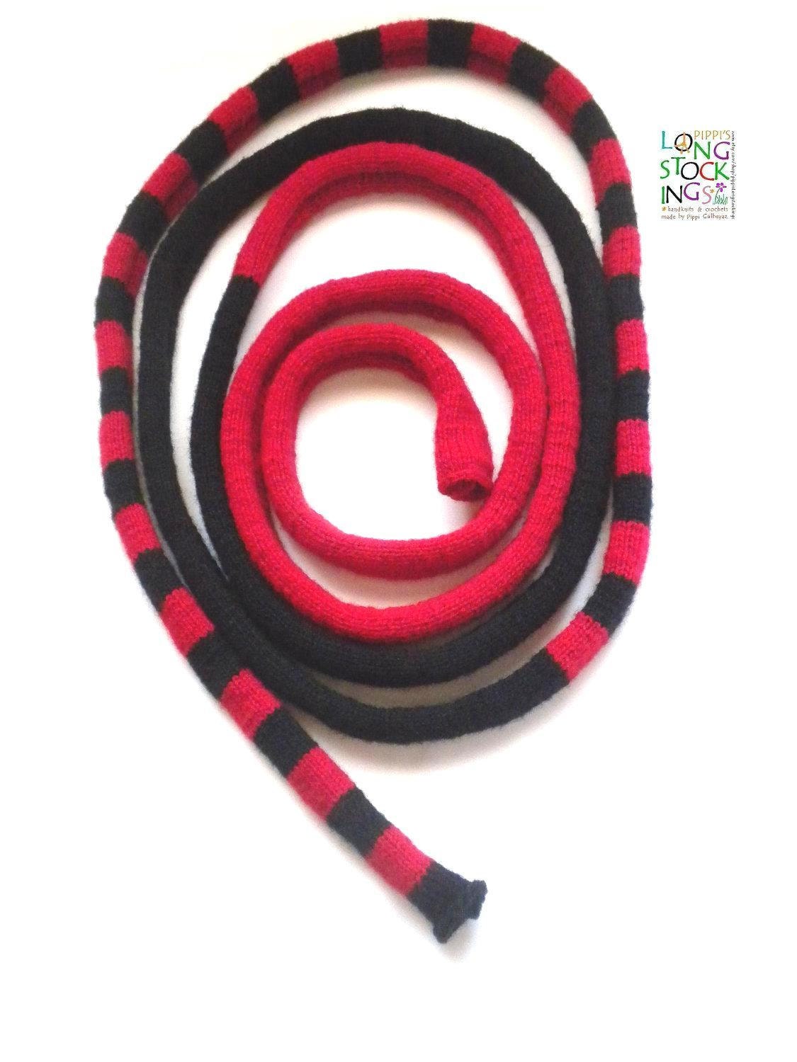 Pippi's Scarlet-Black Skinny Scarf, Unisex Adults, Mens, Womens, Extra Long, Neckwarmer, Striped, Knit, Spring,  Autumn, Fashion