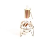 Vintage Coffee Carafe Pot Urn Warming Stand Clear Glass Gold Brass Mid Century Atomic Era Kitchen Serving Tableware Housewares