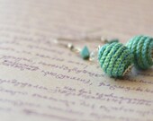 Crochet earrings Mint earrings Ball earrings - Gift for her under 15USD