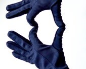 Vintage 1950s Women's Dress Gloves, Navy Blue Gloves, Crescendoe Leather Tailored Gloves