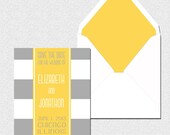 Save The Date Announcement: MODERN STRIPED CUSTOM Colors, Includes Envelopes