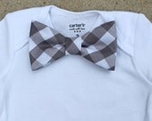 Baby Bow Tie Onesie - Grey Gingham - Just Like Dad - Preppy