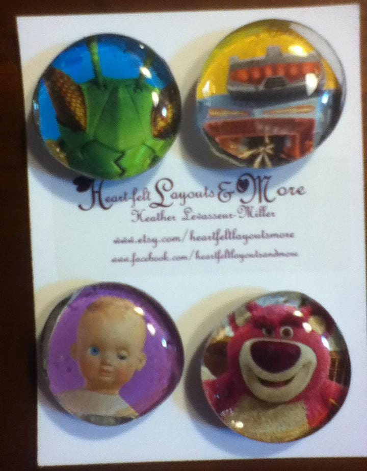 set of four Glass magnets with Toy Story characters.
