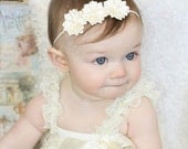 Ivory Baby Headband Satin triple headband baby bow hair bow newborn headband girl headband