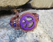 Peace Sign Macrame Bracelet Hemp Jewelry