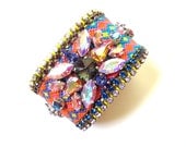 Swarovski embroidered friendship cuff bracelet - friendship bracelet, swarovski bracelet