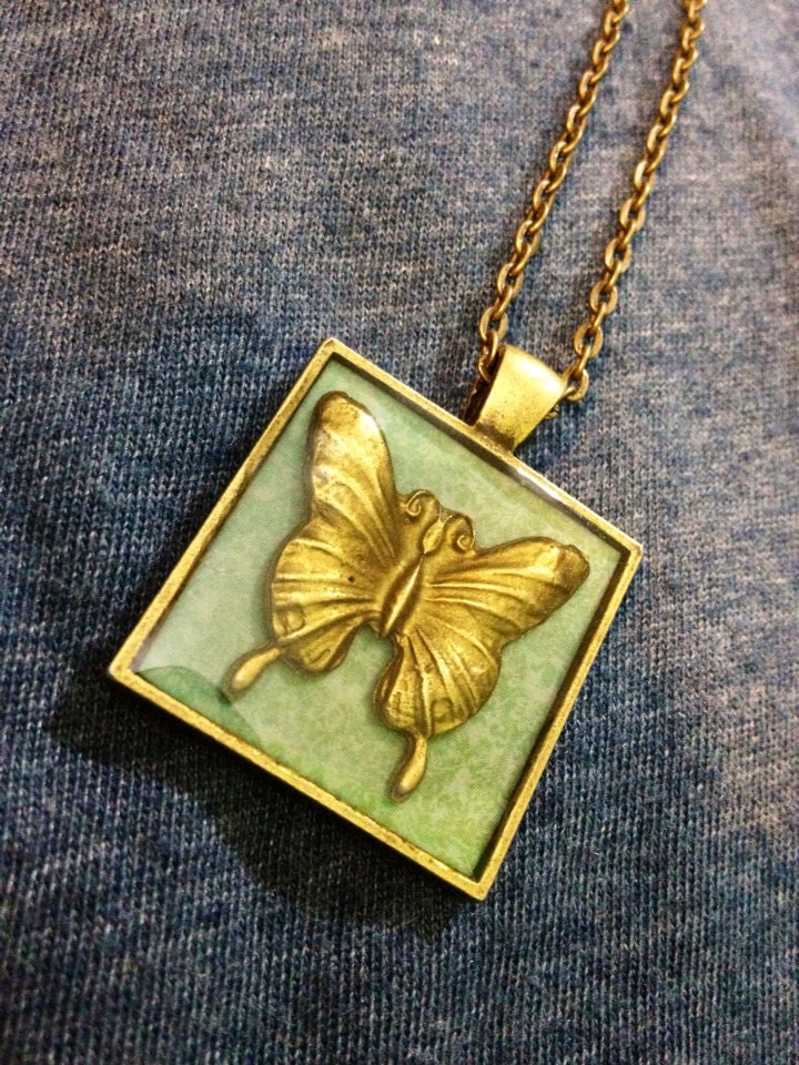 Bronze Butterfly Charm Pendant Necklace