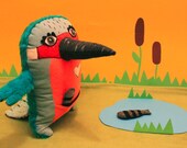 Louis the kingfisher, plush bird including fish