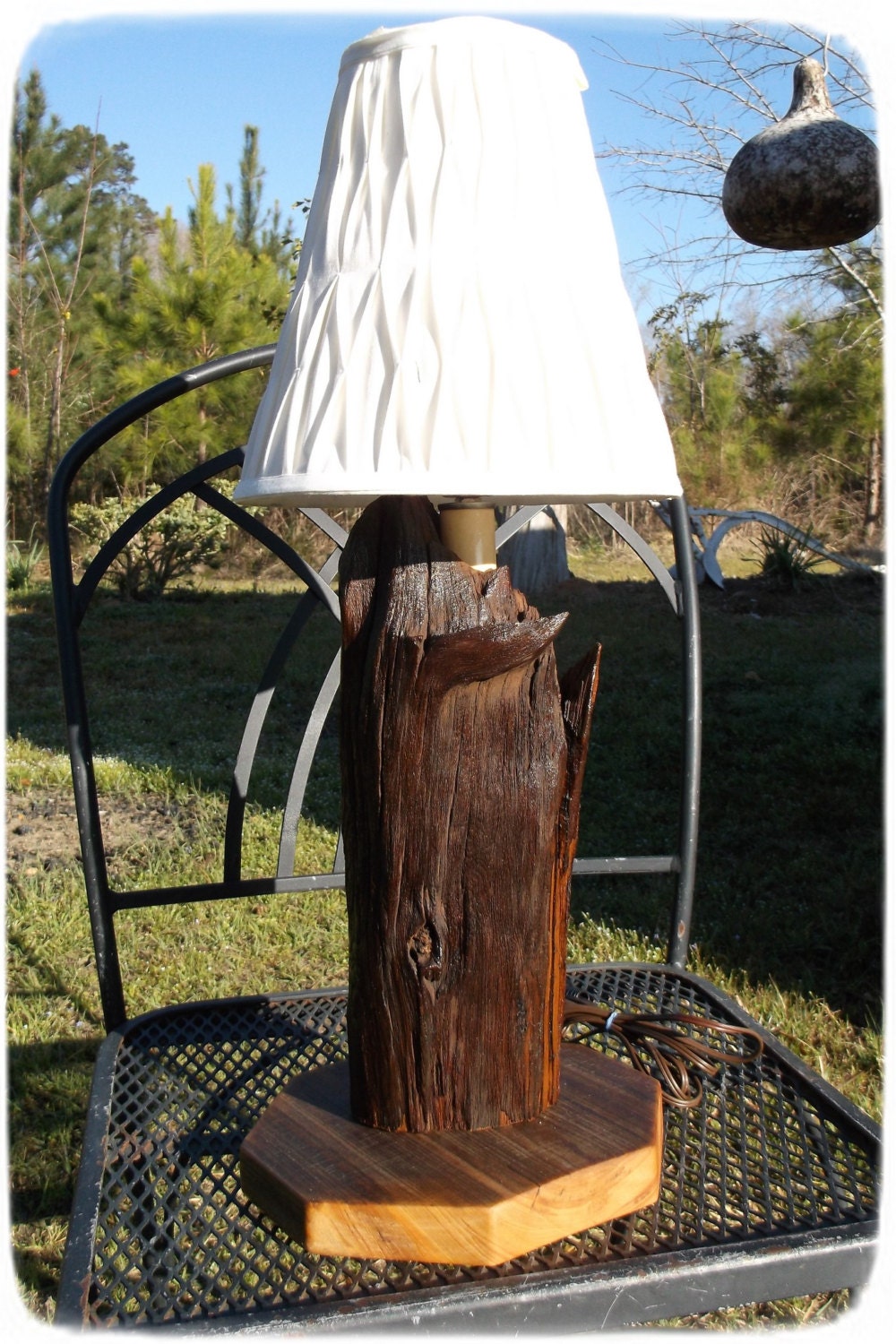 Driftwood Handmade Lamp - driftwood, pine wood,  lighting, OOAK, rustic art, ready to ship