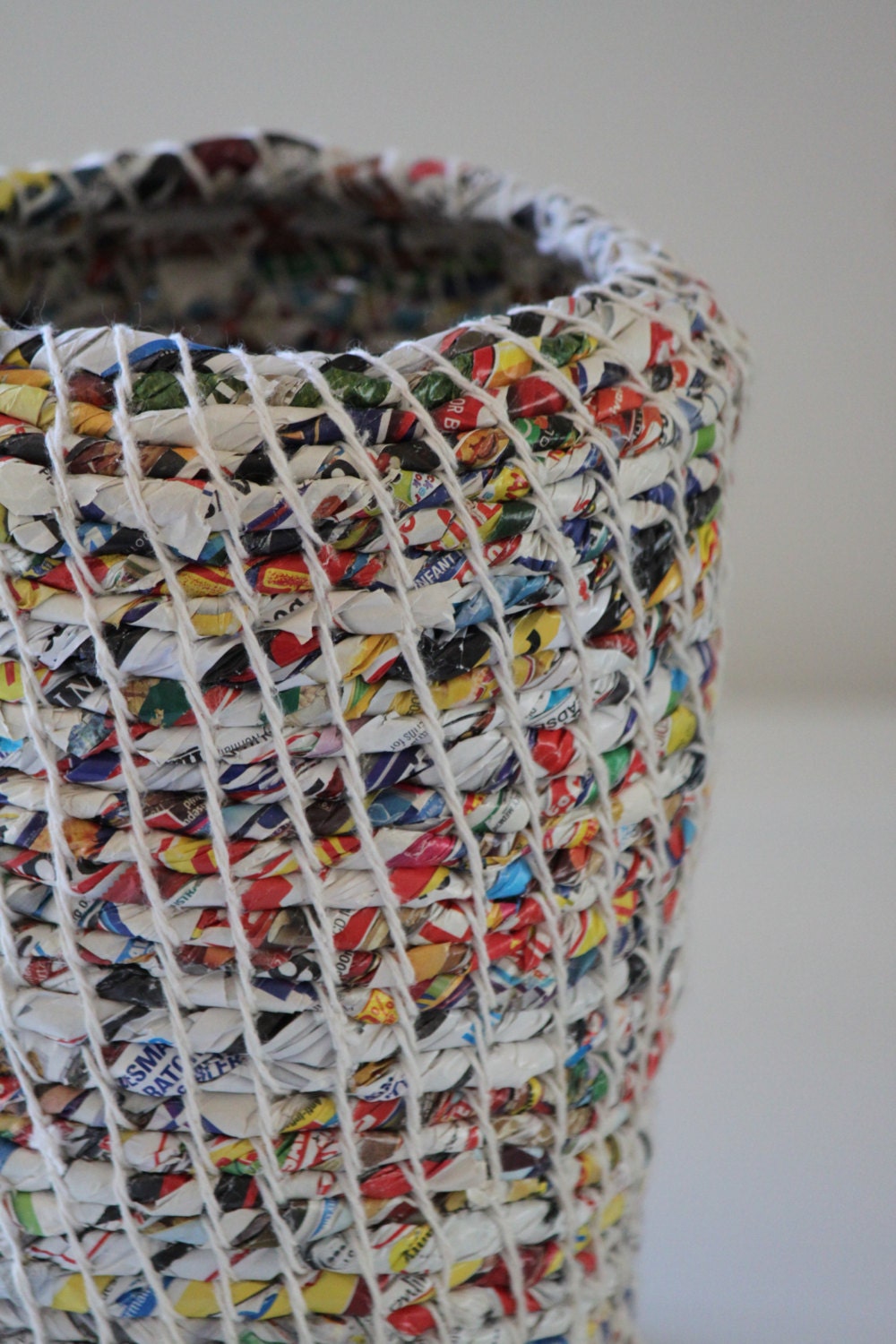 Upcycled Waste Paper Basket: Junk Mail / Coiled / Extra Large