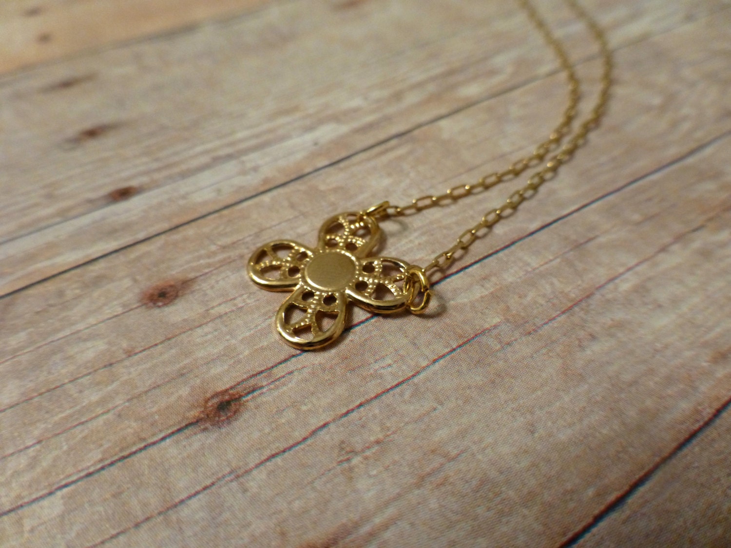 Sweet Dogwood Necklace - Dainty Delicate Gold Necklace