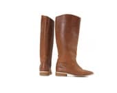 Tan Knee Tall Leather Flat Heel Boot Size 7 Vintage