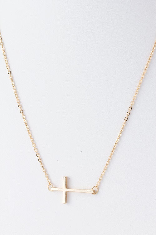 Simple Side Cross necklace Gold trend cross