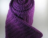 ON SALE Purple, Basic Crochet Scarf