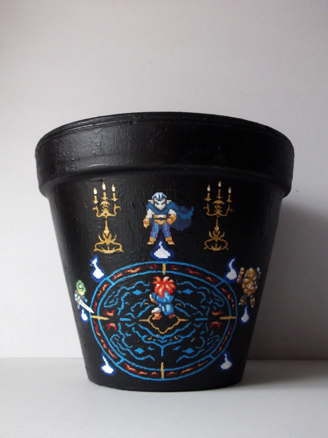 Chrono Trigger Magus Battle Hand Painted Flower Pot