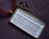 Hunger Games Necklace- Rue's Lullaby, "The place where I love you," Large Bronze Rectangle