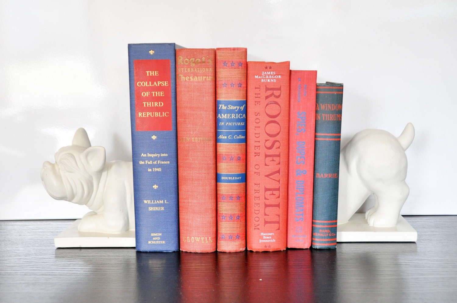 RED AND BLUE: 6 Vintage Decorative Books for Home Decor / Office Decor / Library Decor / Wedding Decor / Modern Chic